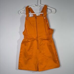Vintage Orange Short Overalls Kids Size 6 Cotton Retro 70s Style Romper